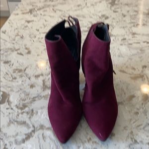 Stuart Weizmann burgundy suede booties